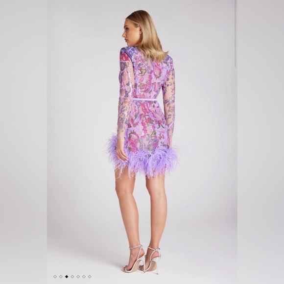 Nadine merabi esme isla feather lilac purple dress sequins XS kentucky derby - Picture 3 of 6